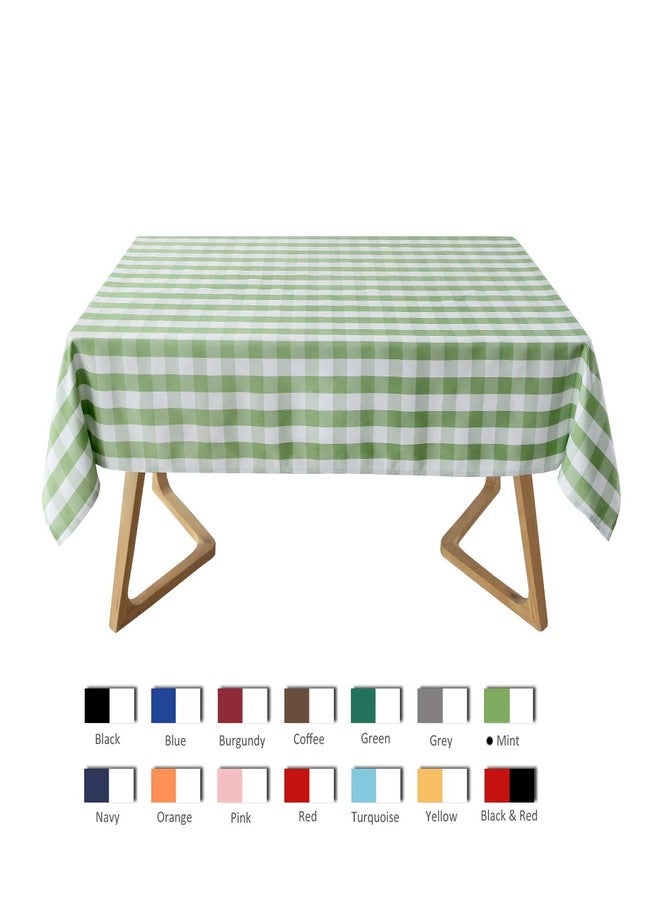 maxmill Checkered Rectangle Tablecloth Water Resistance Wrinkle Free Spillproof Heavy Weight Gingham Plaid Table Cloth for Buffet Banquet Parties Event Holiday Dinner, 60 x 84 Inch Mint and White - Image 3